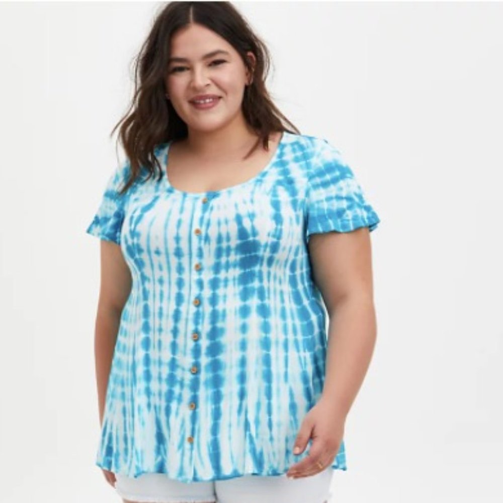 Tie-Dye Soft-Stretch Flare Blouse(New w/o Tags)